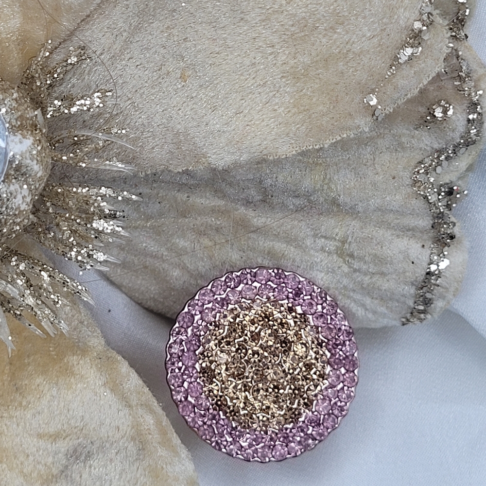 Elegant Pink and Gold Tone Crystal Women's Ring